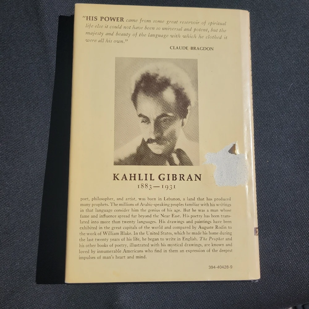 The Prophet by Kahlil Gibran Hardcover Book 1982 Edition ~ GUC